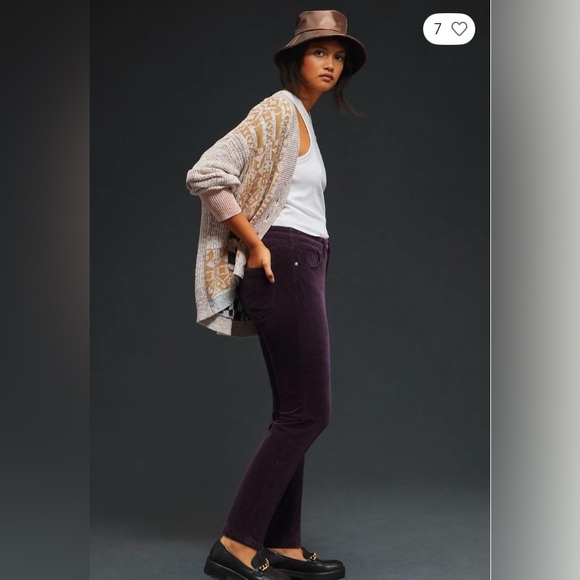 Plum/Eggplant Anthropologie Pilcro Mid Rise Corduroy Skinny Legging Pants - Picture 9 of 16